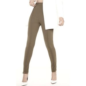 PrettyLittleThing Khaki Stitch Detail Side Split Skinny